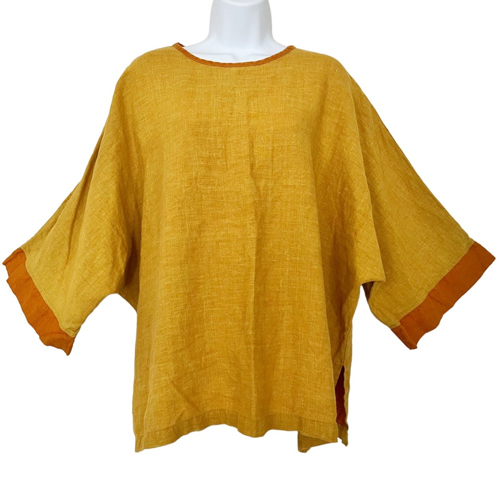 VTG CTC Carol Turner Collection Boxy Top Oversized Pullover Mustard Laganlook, S